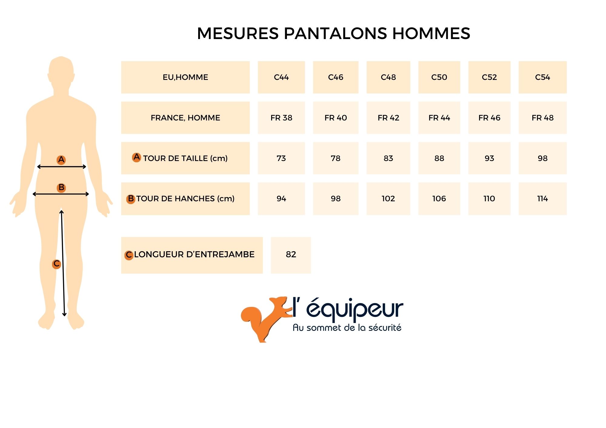 Guide des tailles SQUIRFLEX V.2